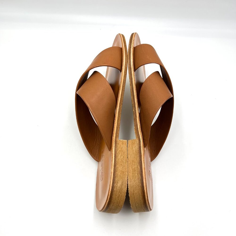 Slaye Womens EU 37 US‎ 7 Brown Leather Slip On Sandals Slides Shoes - Picture 8 of 13